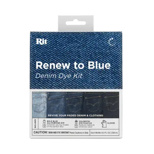 RIT DYE Renew to BLUE Denim Dye Kit 2x 8oz + Gloves - BOLD BLUE / GŁĘBOKO NIEBIESKI zestaw do barwienia tkanin