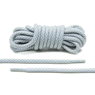 LACE LAB Rope Laces 5mm Grey & White / Szaro białe okrągłe sznurówki do butów