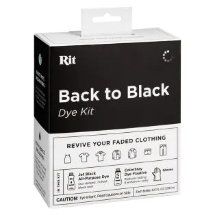 RIT DYE Back to BLACK Dye Kit 2x 8oz + Gloves - JET BLACK / GŁĘBOKO CZARNY zestaw do barwienia tkanin