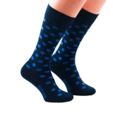 granatowe w niebieskie grochy skarpety męskie bawełniane idealne do butów eleganckich 