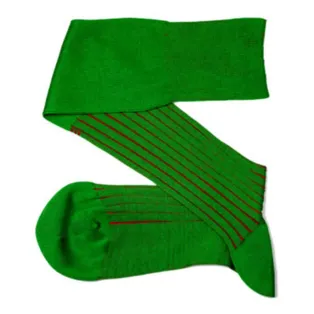 VICCEL / CELCHUK Knee Socks Shadow Stripe Pistacio Green / Red - Luksusowe podkolanówki
