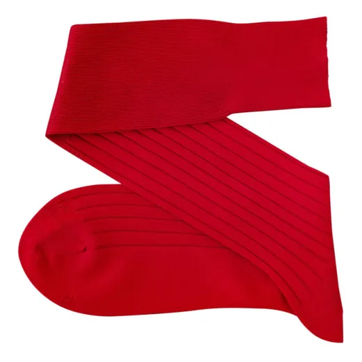 VICCEL / CELCHUK Knee Socks Solid Scarlet Red Cotton - Luksusowe podkolanówki