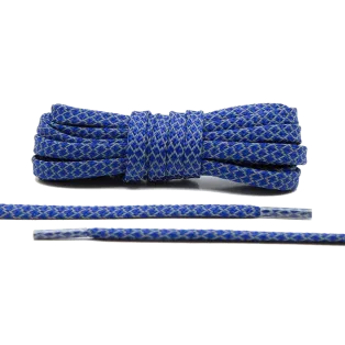 LACE LAB Reflective FLAT 1.0 Laces 7mm Sapphire - Płaskie niebieskie sznurówki do butów