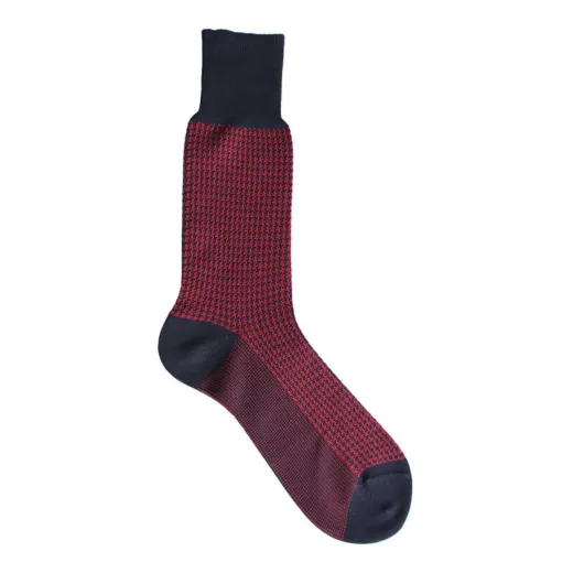 VICCEL / CELCHUK Socks Houndstooth Navy Blue / Red - Luksusowe skarpetki