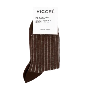 VICCEL / CELCHUK Socks Shadow Stripe Dark Brown / Ecru - Luksusowe skarpety