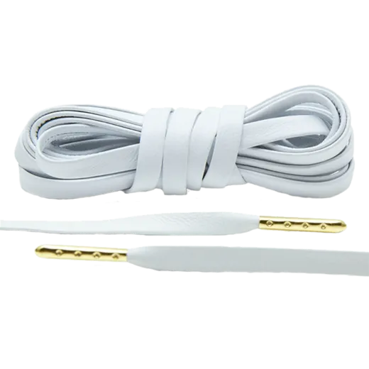 LACE LAB Luxury Leather Laces 6mm White - Gold Plated