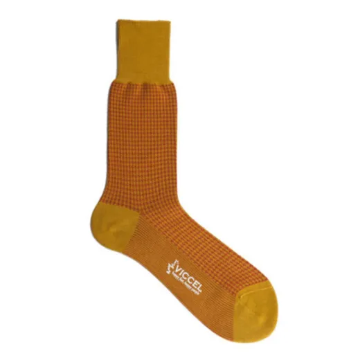 VICCEL / CELCHUK Socks Houndstooth Mustard / Taba - Luksusowe skarpetki