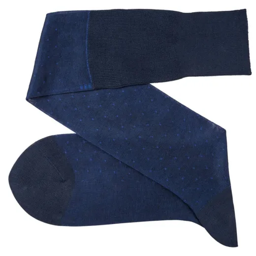 VICCEL / CELCHUK Knee Socks Pin Dots Navy Blue / Royal Blue - Luksusowe podkolanówki