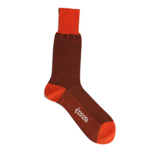 VICCEL / CELCHUK Socks Houndstooth Orange / Black - Luksusowe skarpetki
