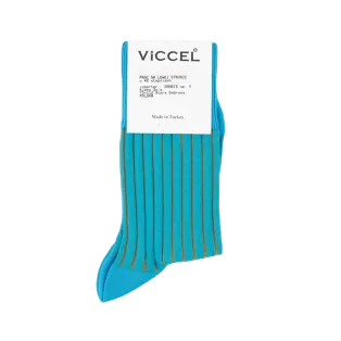 VICCEL / CELCHUK Socks Shadow Stripe Turquois / Mustard - Luksusowe skarpety