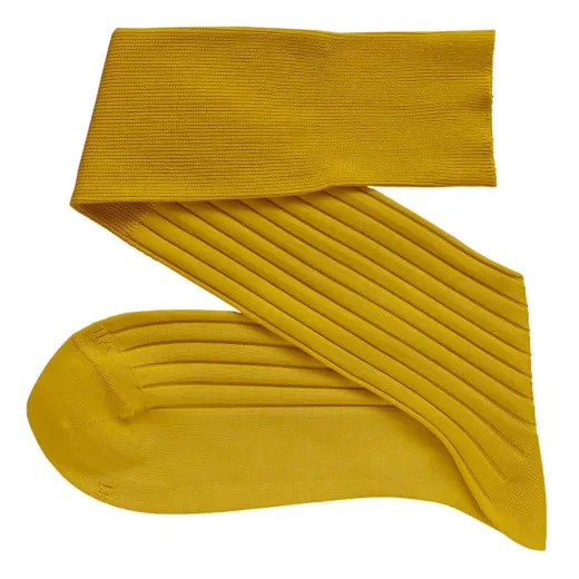 VICCEL / CELCHUK Knee Socks Solid Canary Yellow Cotton - Luksusowe podkolanówki