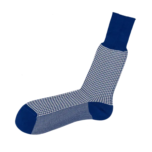 niebieskie w kratkę skarpety męskie viccel houndstooth socks blue white