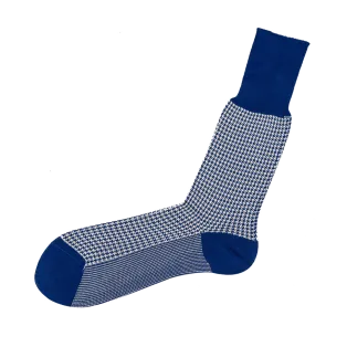 VICCEL / CELCHUK Socks Houndstooth Blue / White - Luksusowe skarpety