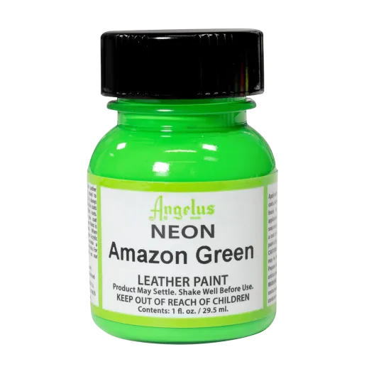 Zielona neonowa farba do customizacji sneakersów i jeansu Angelus Neon Acrylic Leather Paint 1oz. Farby UV do malowania butów.