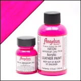 Naonowa różowa farba świeci w ciemności pod wpływem światła UV. Angelus Neon Jamaican Joy Pink Acrylic Paint.