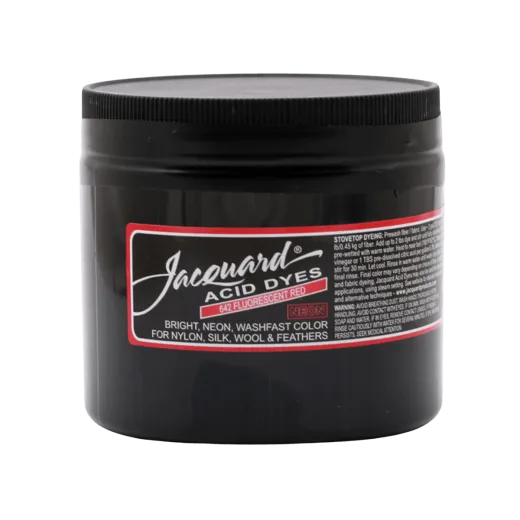 JACQUARD Acid Dye 8oz #642 FLUORESCENT RED / FLUORESCENCYJNY CZERWONY barwnik kwasowy do wełny, jedwabiu i piór
