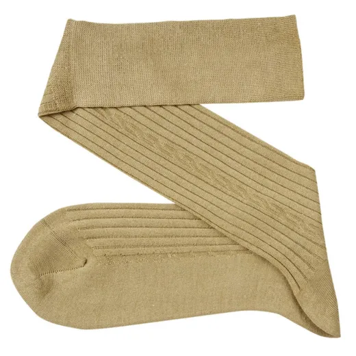 VICCEL Knee Socks Knitted Beige Wool Silk