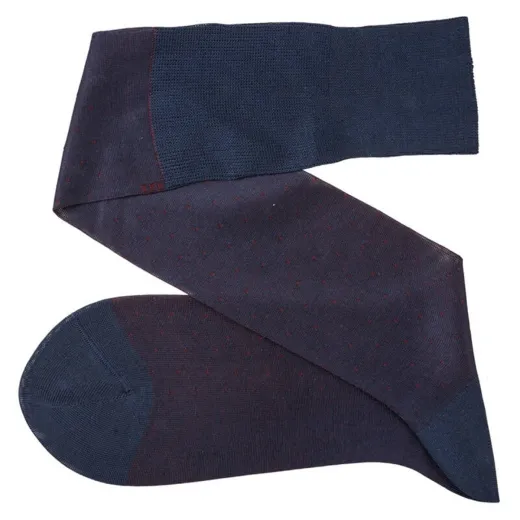 VICCEL / CELCHUK Knee Socks Pin Dots Navy Blue / Burgundy - Luksusowe podkolanówki