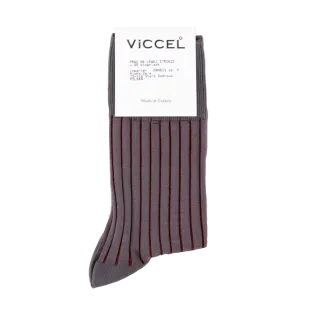 VICCEL / CELCHUK Socks Shadow Stripe Gray / Burgundy - Luksusowe skarpety