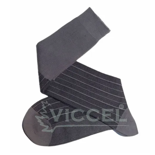 VICCEL Knee Socks Gray Black Striped