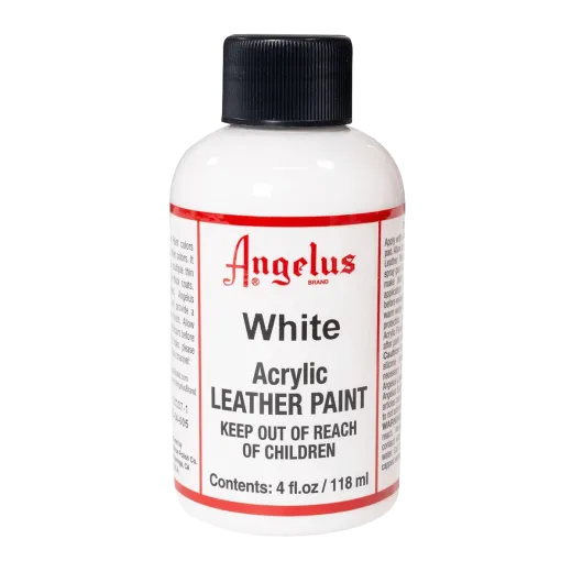 Biała farba Angelus do customizacji sneakersów i jeansu. Białe farby akrylowe do skór licowych i tkanin. Stosowane do butów, katan, toreb
