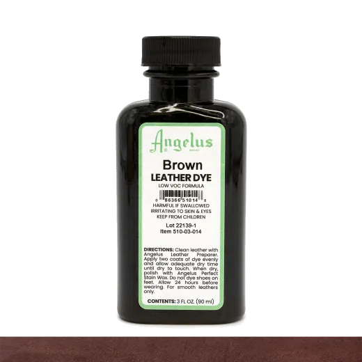 Bezpieczne brązowe farby do skór o niskiej zawartości LZO - ANGELUS LOW VOC Leather Dye 3oz #014 Brown