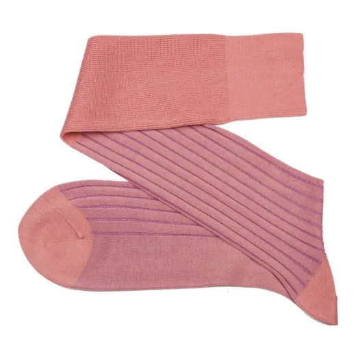 VICCEL / CELCHUK Knee Socks Salmon / Lilac - Luksusowe podkolanówki
