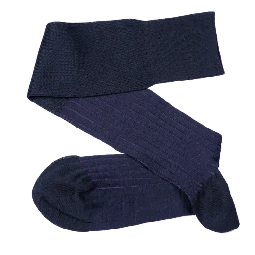 VICCEL / CELCHUK Knee Socks Shadow Stripe Dark Navy Blue / Purple - Luksusowe podkolanówki