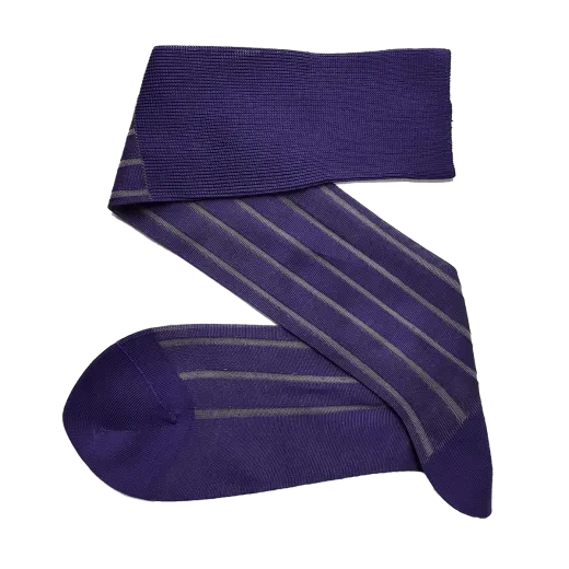 fioletowe ekskluzywne podkolanówki z wydzieleniami bawełniane męskie viccel knee socks shadow stripe purple gray