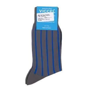 VICCEL / CELCHUK Socks Shadow Stripe Gray / Royal Blue - Cienkie skarpety męskie