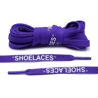 LACE LAB OFF-WHITE Laces 8mm Neon Purple / Fioletowe neonowe sznurowadła z białym napisem SHOELACES