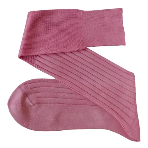 VICCEL / CELCHUK Knee Socks Solid Light Pink Cotton - Luksusowe podkolanówki