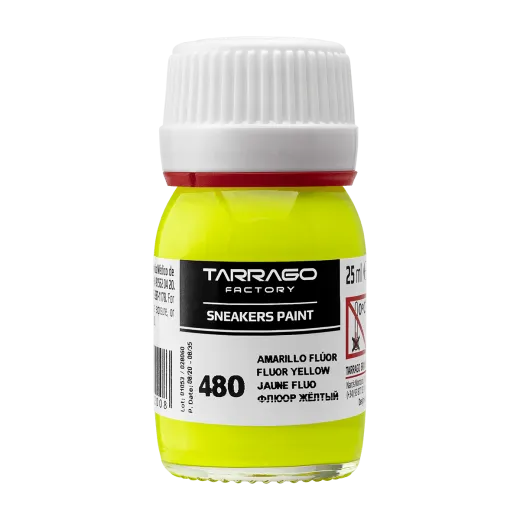 Specjalne fluorescencyjne żółte farby akrylowe UV do customizacji sneakersów, ubrań i akcesoriów.