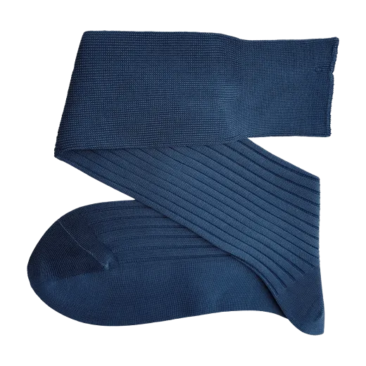 jasno niebieskie bawełniane ręcznie wykonane podkolanówki męskie viccel knee socks solid light navy blue cotton