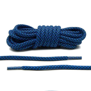 LACE LAB Rope Laces 5mm Columbia Blue - Black / Niebiesko czarne okrągłe sznurówki do obuwia