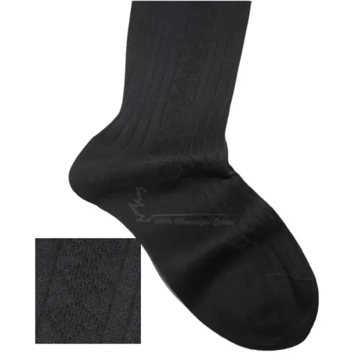 VICCEL / CELCHUK Knee Socks Diamond Textured Black - Luksusowe podkolanówki