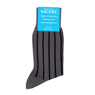VICCEL / CELCHUK Socks Shadow Stripe Gray / Black - Cienkie skarpety męskie