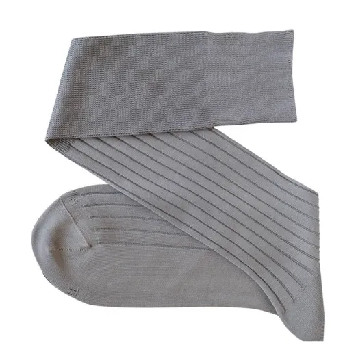 VICCEL / CELCHUK Knee Socks Solid Light Gray Cotton - Luksusowe podkolanówki