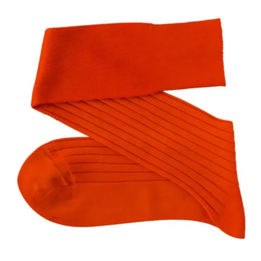 VICCEL / CELCHUK Knee Socks Solid Orange Cotton - Luksusowe podkolanówki