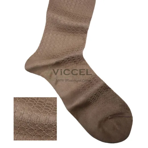 VICCEL / CELCHUK Knee Socks Star Textured Tan - Luksusowe podkolanówki