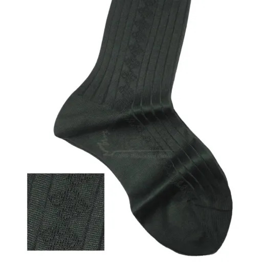 VICCEL / CELCHUK Knee Socks Diamond Textured Forest Green - Luksusowe podkolanówki