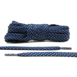 LACE LAB Reflective FLAT 2.0 Laces 9mm Navy Blue - Płaskie granatowe sznurówki do butów
