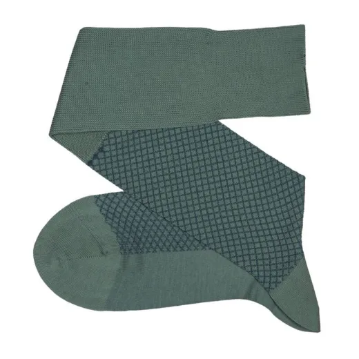 VICCEL / CELCHUK Knee Socks Fish Net Green / Petrolium Blue - Luksusowe podkolanówki