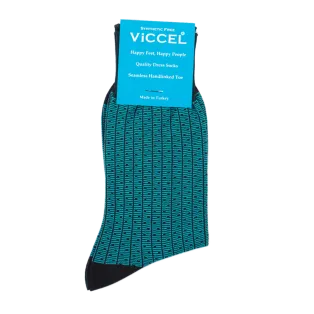 VICCEL / CELCHUK Socks Vertical Striped Black / Blue Dots - Luksusowe skarpetki