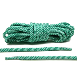 LACE LAB Rope Laces 5mm Green - White / Zielono białe okrągłe sznurówki do obuwia