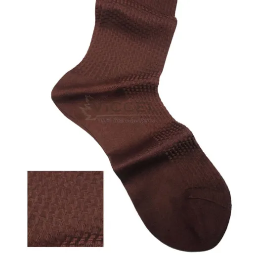VICCEL / CELCHUK Knee Socks Textured Brown Brick - Luksusowe podkolanówki
