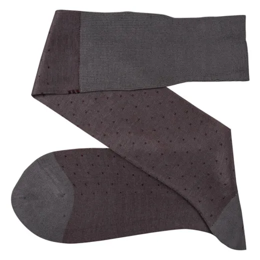 VICCEL / CELCHUK Knee Socks Pin Dots Gray / Burgundy - Luksusowe podkolanówki