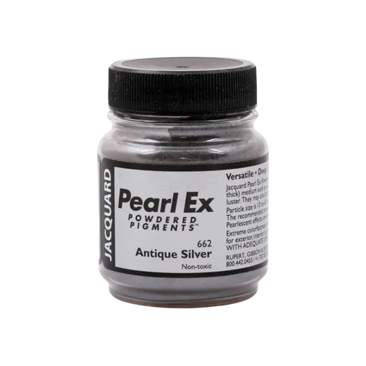 JACQUARD Pearl EX Powdered Metallic Pigments 0.75oz #662 ANTIQUE SILVER / Antyczne srebro metaliczne i perłowe pigmenty w proszku do rękodzieła