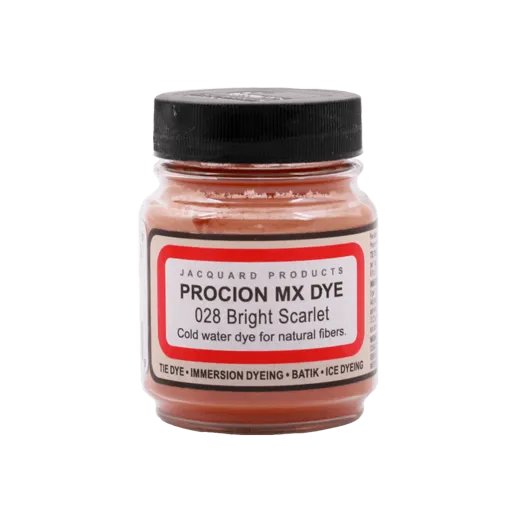 JACQUARD Procion MX Dye 0.66oz #1028 BRIGHT SCARLET / Jasnoszkarłatny barwnik do tkanin z naturalnych włókien roślinnych (celulozowych)