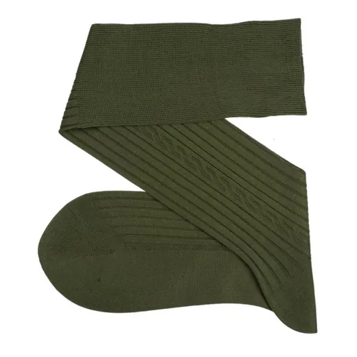 VICCEL / CELCHUK Knee Socks Cable Knitted Military Green - Luksusowe podkolanówki